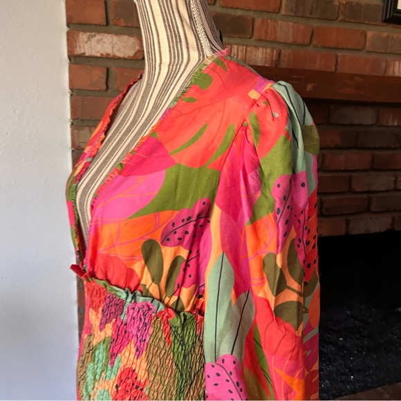 FARM Rio Sweet Forest Long Sleeve Floral Mini Dress Sz M - Picture 6 of 8